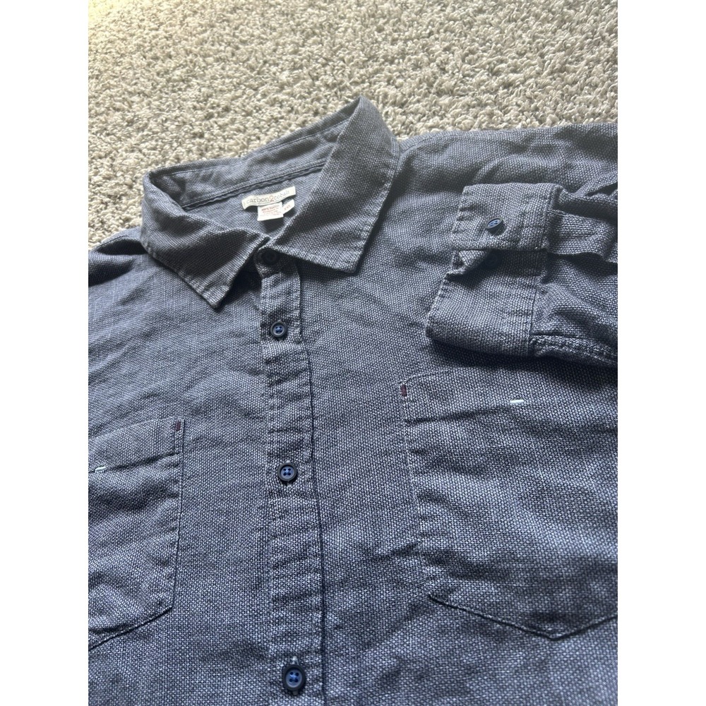 Carbon2Colbalt Men's XXL Blue Gray Texture Long Sleeve Button Down Cotton